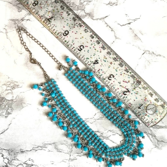Blue beaded boho choker - Picture 2 of 4